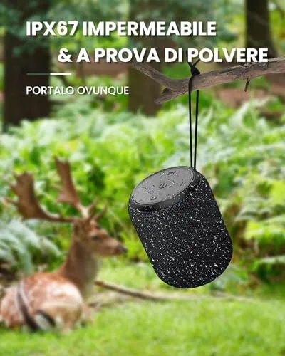 NOTABRICK Bluetooth Speakers,Portable Wireless Speaker with 15W Stereo Sound, Active Extra Bass, IPX6 Waterproof Shower