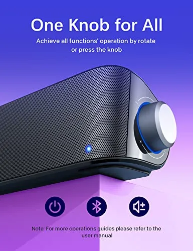 Nylavee Computer Speakers, HiFi Sound Quality Computer Sound Bar, USB Powered PC Speakers, Bluetooth 5.0 and 3.5mm Aux-in