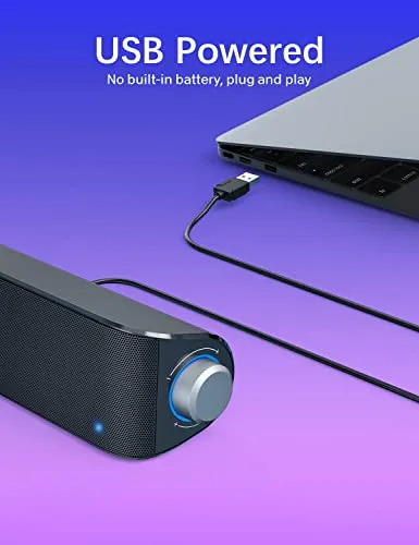 Nylavee Computer Speakers, HiFi Sound Quality Computer Sound Bar, USB Powered PC Speakers, Bluetooth 5.0 and 3.5mm Aux-in