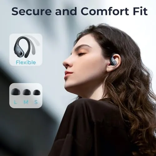 occiam Bluetooth Headphones Wireless Earbuds 90Hrs Playback Sport Ear Buds with Earhook LED Display Charging Case IPX7