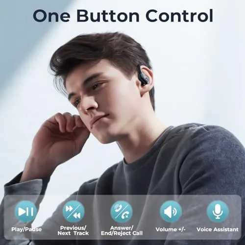 occiam Bluetooth Headphones Wireless Earbuds 90Hrs Playback Sport Ear Buds with Earhook LED Display Charging Case IPX7