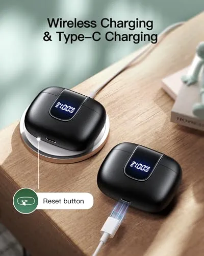 OFNEX Wireless Earbuds Bluetooth 5.3 Headphones 78Hrs Playtime In-ear Earbuds with Wireless Charging Case LED Power Display