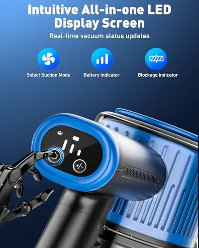 OIIWNS Cordless Vacuum Cleaner, 25Kpa Powerful Suction Stick Vacuum, 40Mins Runtime Detachable Battery, 3 Power Modes & LED