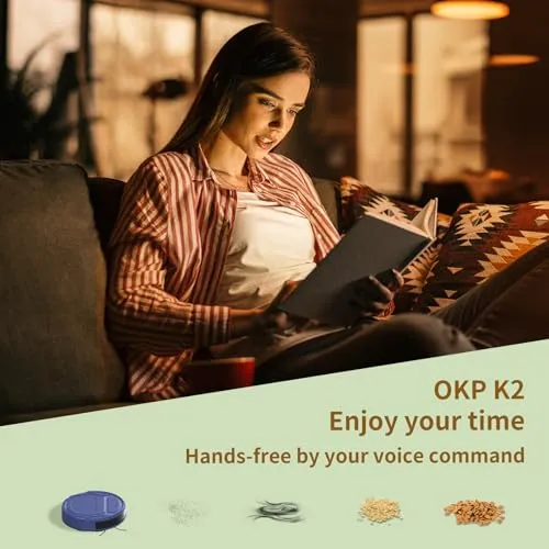OKP Life K2 Robot Vacuum Cleaner 1800 mAh, Blue robot vacuum - detail shot