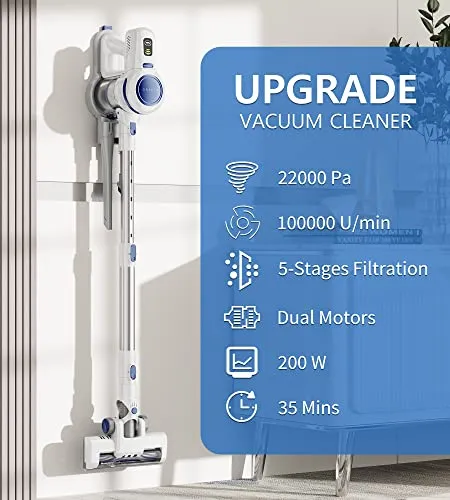 ORFELD Cordless Vacuum Cleaner, 22000Pa Powerful Cordless Vacuum 6 in 1, 35Mins Long Runtime, Lightweight & Ultra-Quiet