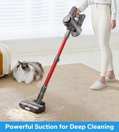 ORFELD Cordless Vacuum Cleaner, Stick Vacuum with 26Kpa Powerful Suction, 45Mins Runtime Rechargeable Vacuum, Anti-Tangle &