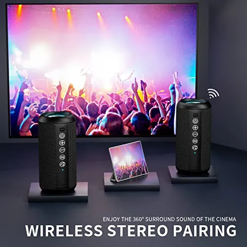 Ortizan Portable Bluetooth Speakers, IPX7 Waterproof Wireless Speaker with 24W Loud Stereo Sound, Deep Bass, Bluetooth 5.3,