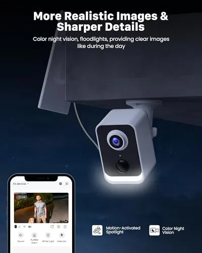 PEEIPM Security Cameras Wireless Outdoor, Cameras for Home Security Outdoor, Solar Outdoor Camera with Color Night Vision,