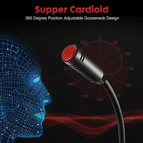 Perrycom USB Computer Microphone, Plug&Play Cardioid Condenser PC Laptop Mic, On/Off and Mute Buttons with LED Indicator,