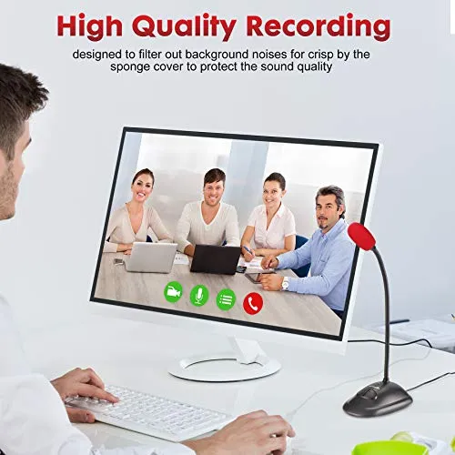 Perrycom USB Computer Microphone, Plug&Play Cardioid Condenser PC Laptop Mic, On/Off and Mute Buttons with LED Indicator,