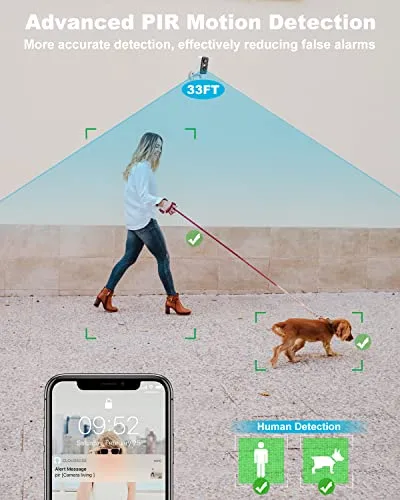PM POPMAKE Security Cameras Wireless Outdoor, 2K Color Night Vision Battery Powered WiFi Spotlight/Siren Motion Detection