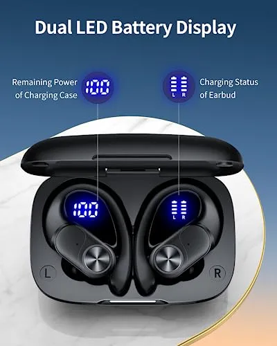 PocBuds Bluetooth Headphones Wireless Earbuds 80hrs Playtime Wireless Charging Case Digital Display Sports Ear buds with
