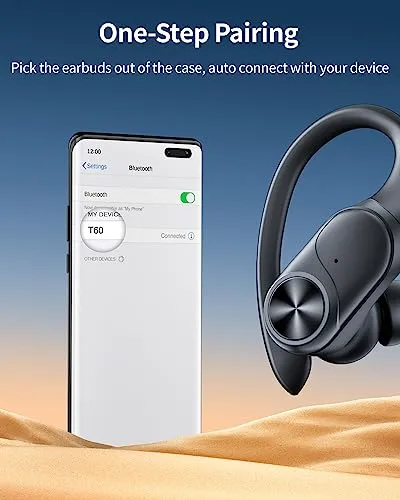PocBuds Bluetooth Headphones Wireless Earbuds 80hrs Playtime Wireless Charging Case Digital Display Sports Ear buds with