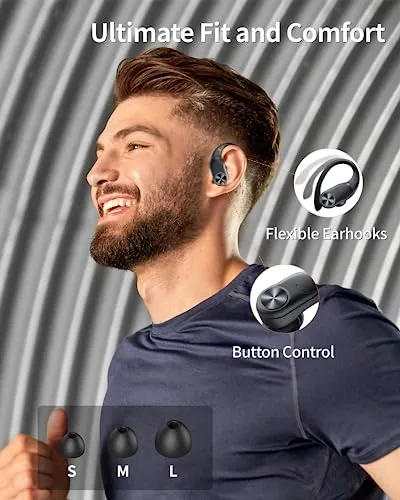 PocBuds Bluetooth Headphones Wireless Earbuds 80hrs Playtime Wireless Charging Case Digital Display Sports Ear buds with
