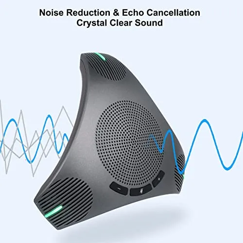 PolaTab Conference Speaker and Microphone, 360° Omnidirectional USB Speakerphone Microphone with USB Hub, Noise