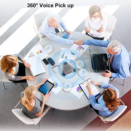 PolaTab Conference Speaker and Microphone, 360° Omnidirectional USB Speakerphone Microphone with USB Hub, Noise