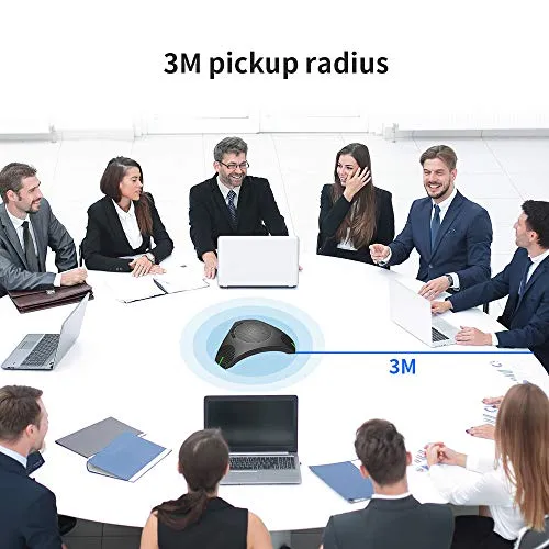 PolaTab Conference Speaker and Microphone, 360° Omnidirectional USB Speakerphone Microphone with USB Hub, Noise