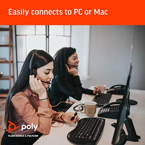 Poly Plantronics - Blackwire 3210 - Wired, Single Ear (Monaural) Headset with Boom Mic - USB-A to connect to your PC and/or