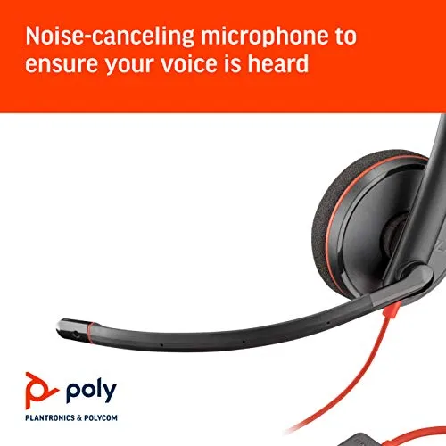 Poly Plantronics - Blackwire 3210 - Wired, Single Ear (Monaural) Headset with Boom Mic - USB-A to connect to your PC and/or