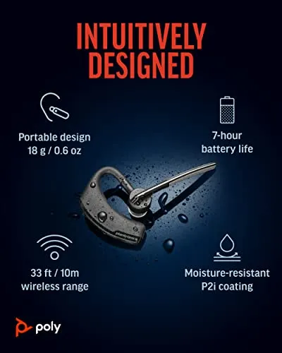 Poly Voyager Legend Wireless Headset (Plantronics) - Single-Ear via Bluetooth w/Noise-Canceling Mic - Voice Controls - Mute