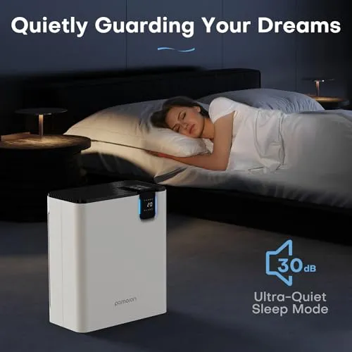 POMORON MJ005H Air Purifiers for Home Large Room Air Quality Sensors PM2.5 Readings H13 True HEPA Air Purifiers Filter