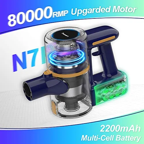 POWEART Cordless Vacuum Cleaner, 6-in-1 Multifunction Cordless Stick Vacuum, 2200mAh Stick Vacuum Cordless Rechargeable