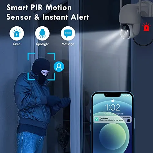 Poyasilon Wireless Cameras for Home/Outdoor Security, Solar Security Cameras Wireless Outdoor 355°PTZ, 3MP 2K FHD WiFi