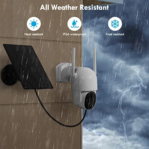 Poyasilon Wireless Cameras for Home/Outdoor Security, Solar Security Cameras Wireless Outdoor 355°PTZ, 3MP 2K FHD WiFi