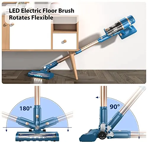 PRETTYCARE Cordless Vacuum Cleaner, 28Kpa Stick Vacuum with Powerful Brushless Motor, LED Touch Display, 45 Mins Long