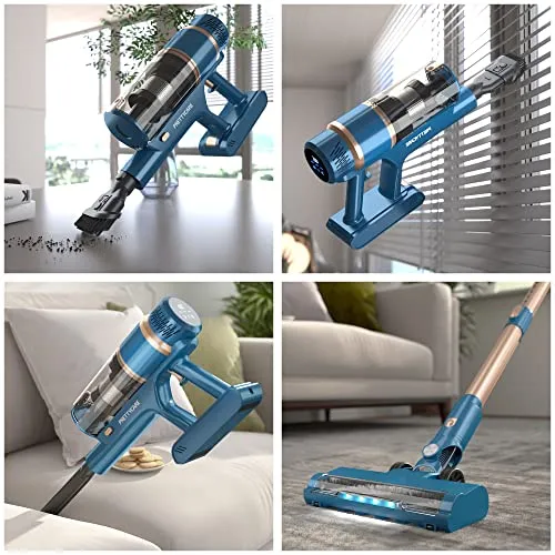 PRETTYCARE Cordless Vacuum Cleaner, 28Kpa Stick Vacuum with Powerful Brushless Motor, LED Touch Display, 45 Mins Long