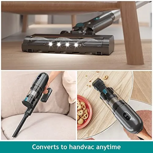 PRETTYCARE Cordless Vacuum Cleaner, 30Kpa Powerful Stick Vacuum with 260W Brushless Motor, LED Touch Display, 45 Mins Long