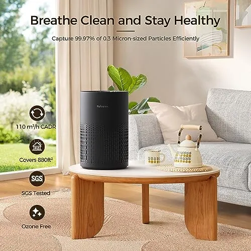 Purivortex AC400, Air Purifiers for Bedroom, H13 True HEPA Filter for A11ergies, Pollen, Dusts, Pets Dander, Odor, Hair,
