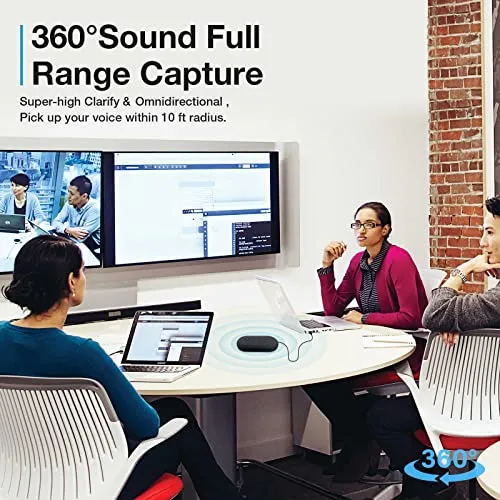 RayBit USB Speakerphone, Conference Computer Speakers with Microphone for Home Office Calls, 360 Degree Enhanced Voice