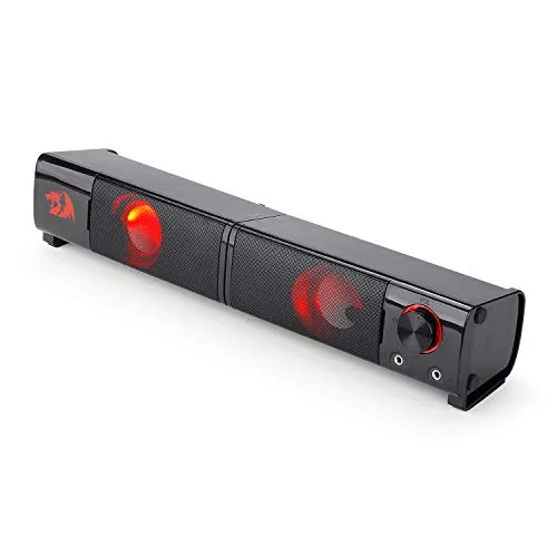 Redragon GS550 PC Gaming Speakers, 2.0 Channel Desktop Computer Sound Bar with Compact Maneuverable Size, Headphone Jack,
