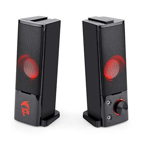 Redragon GS550 PC Gaming Speakers, 2.0 Channel Desktop Computer Sound Bar with Compact Maneuverable Size, Headphone Jack,