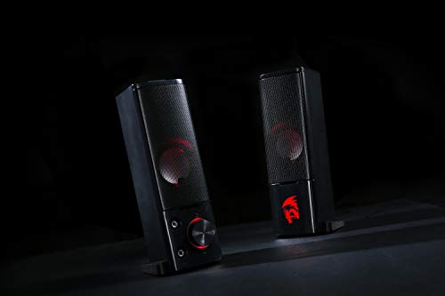 Redragon GS550 PC Gaming Speakers, 2.0 Channel Desktop Computer Sound Bar with Compact Maneuverable Size, Headphone Jack,