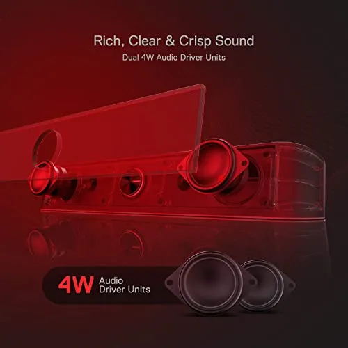 Redragon GS560 RGB Desktop Soundbar, 2.0 Channel Computer Speaker with Dynamic Lighting Bar Audio-Light Sync/Display,
