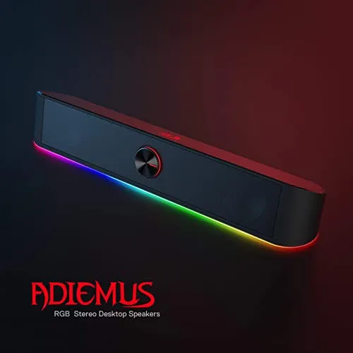 Redragon GS560 RGB Desktop Soundbar, 2.0 Channel Computer Speaker with Dynamic Lighting Bar Audio-Light Sync/Display,