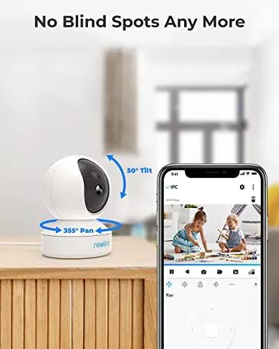 REOLINK 2K Indoor Camera, E1 Plug-in 2.4G WiFi Security Camera Wireless for Baby/Pet Monitor with Phone app, 360 Degree Pet