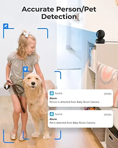 REOLINK Indoor Security Camera, 2.4/5 GHz Wi-Fi, E1 Pro 4MP HD Plug-in Pet Camera, 360 Degree Baby/Pet Monitor with Auto