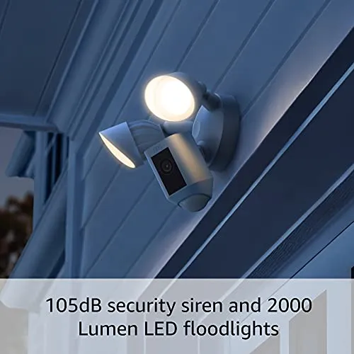 Ring Floodlight Cam Wired Plus with motion-activated 1080p HD video, White (2021 release) security camera - in use