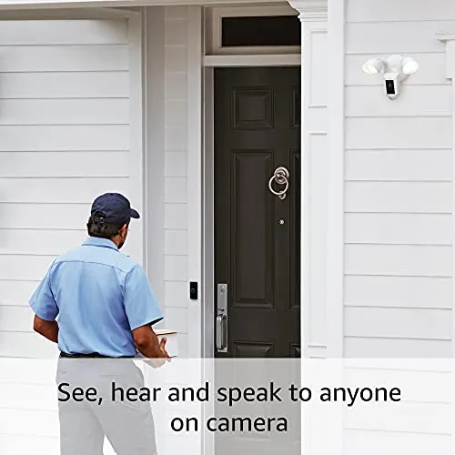 Ring Floodlight Cam Wired Plus with motion-activated 1080p HD video, White (2021 release) security camera - side view