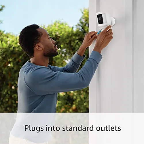 Ring Spotlight Cam Plus, Plug-in | Two-Way Talk, Color Night Vision, and Security Siren (2022 release) - White security