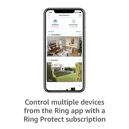 Ring Stick Up Cam Plug-In | Weather-Resistant Outdoor Camera, Live View, Color Night Vision, Two-way Talk, Motion alerts,