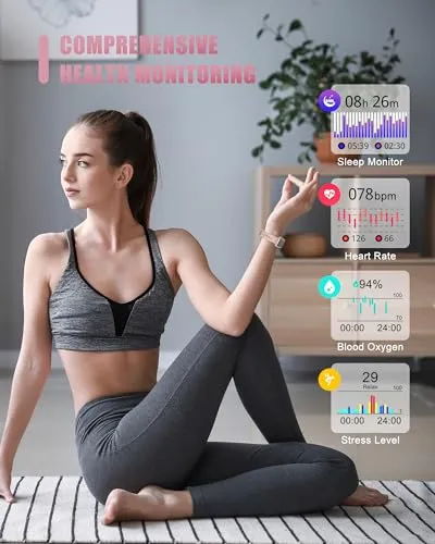 RLQA Fitness Tracker, 1.47" Smart Watch with 24/7 Heart Rate Blood Pressure Blood Oxygen Monitor,Sleep