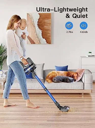 Roanow Cordless Vacuum Cleaner, 450W/38KPA Cordless Vacuum with LED Display, 55Mins Runtime Lightweight & Ultra-Quiet
