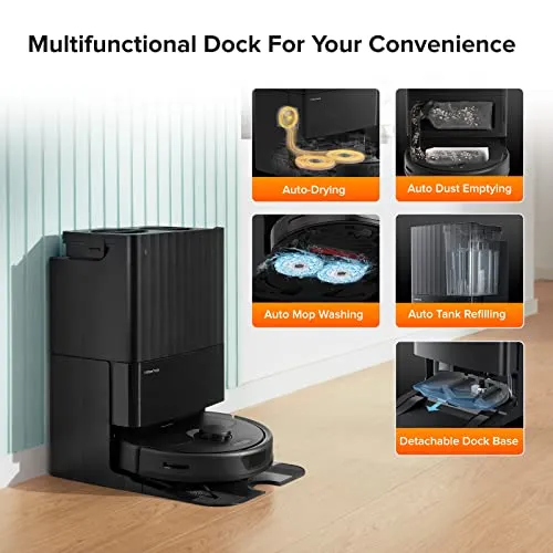 roborock Q Revo Robot Vacuum and Mop, Auto-Drying, Auto Mop Washing, Dual Spinning Mops, Auto Mop Lifting, Self-Refilling,
