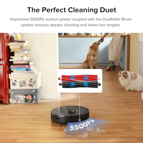 roborock Q5 Pro Robot Vacuum and Mop Combo, 5500Pa Suction, DuoRoller Brush, LiDAR Navigation, Robotic Vacuum Cleaner with