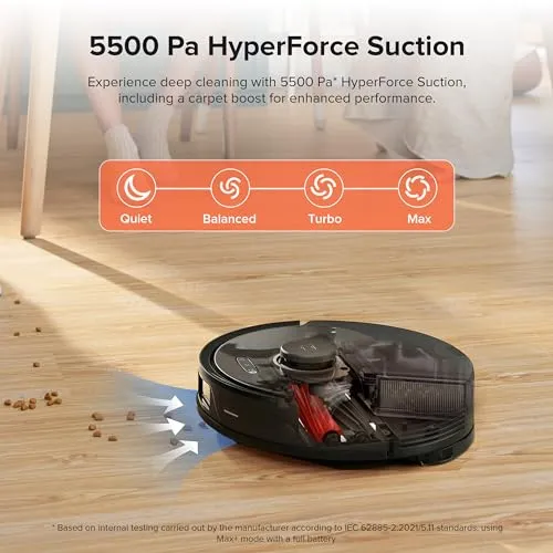 roborock Q8 Max+ Robot Vacuum and Mop, Self-Emptying, Hands-Free Cleaning for up to 7 Weeks, Reactive Tech Obstacle