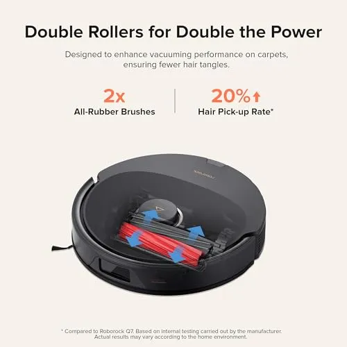 roborock Q8 Max+ Robot Vacuum and Mop, Self-Emptying, Hands-Free Cleaning for up to 7 Weeks, Reactive Tech Obstacle